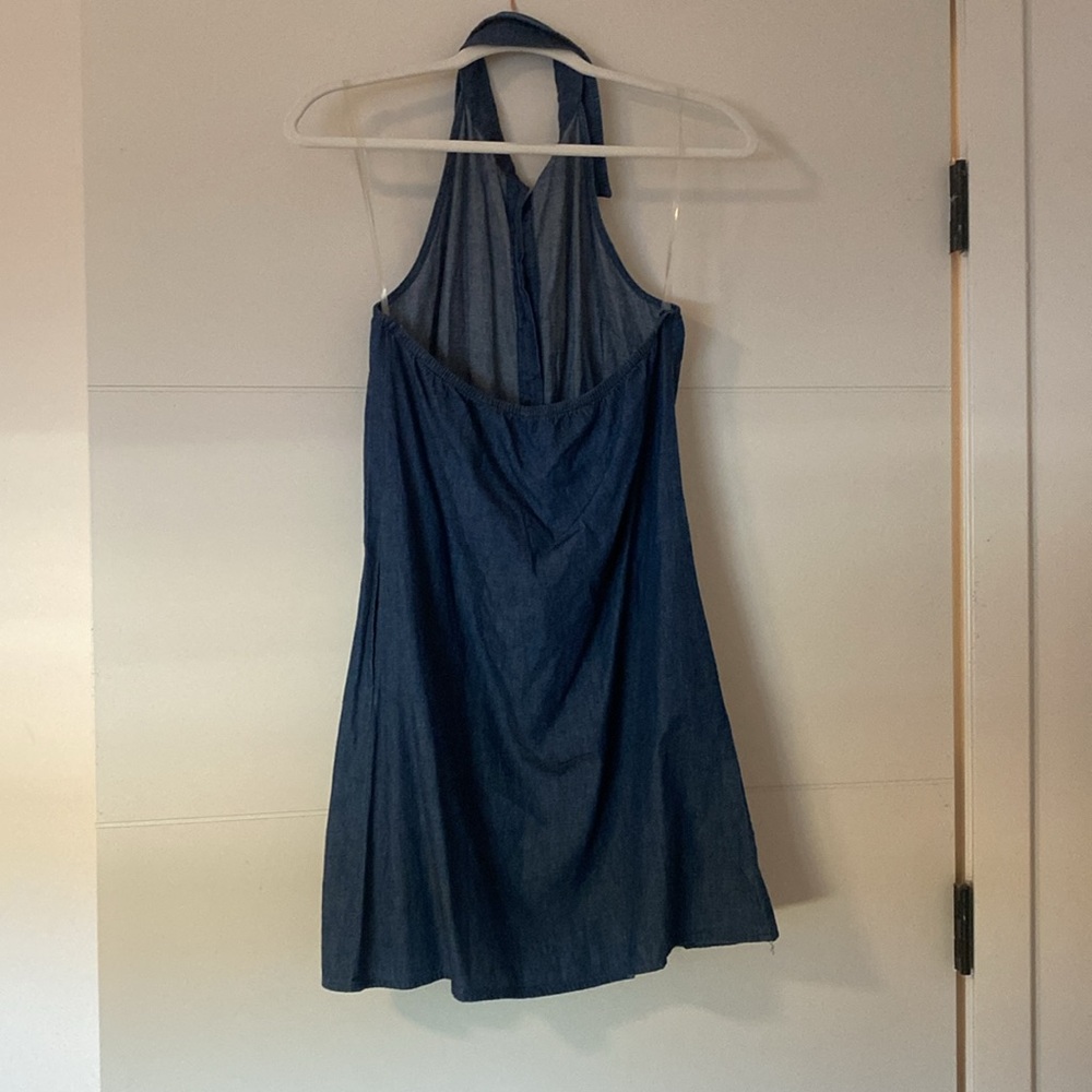 Denim halter backless summer dress - Picture 2 of 4